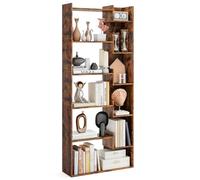 GOPLUS Bibliotheque pour Salon en Bois à 6 Niveaux, Bibliothèque Meuble de Rangement Haut avec Kit Anti-basculement, Séparateur de Pièce Autoportant, Étagère Ouverte pour Chambre, Bureau (Café)