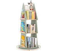 GOPLUS Bibliothèque Rotative en Forme d'arbre, Bibliothèque Enfant avec Coins Arrondis, Surface Lisse, Base Antidérapante, Etagère Enfant à 4 Niveaux pour Chambre Salon