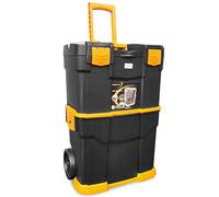 GOPLUS Boîte à Outils Empilable et Séparable avec Couvercle Verrouillable et Plateau Amovible, Caisse à Outils Roulante avec Poignée Télescopique, pour Mécanicien Automobile, Soudeur, 46 x 28 x 67,5CM