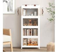 GOPLUS Boîte de Rangement à 4 Niveaux-2 Petits Compartiments Supérieurs et 4 Grands Compartiments à Doubles Portes Blanc