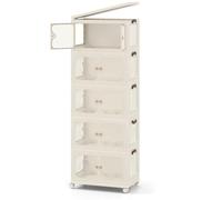 GOPLUS Boîte de Rangement Empliable, Capacité 256L, Portes Transparentes & 4 Roulettes Universelles, Armoire Pliable en PP avec Convercle pour Salon, Chambre (5 Boîtes)