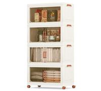 GOPLUS Boîtes de Rangement en Plastique, Boîtes de Rangement Empliables 280L avec Couvercles, Roues Universelles, Portes Avant, Poignées Pratiques, pour Maison, Bureau (68.5(L),4 Niveaux)