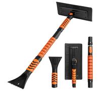 GOPLUS Brosse à Neige Extensible, Grattoir à Glace Détachable pour Pare-Brise de Voiture avec Tête Pivotante à 180°, Poignée en Mousse, Poteau en Aluminium, Kit de Déneigement pour Voitures (2 in 1)