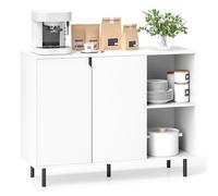 GOPLUS Buffet Bas Salle à Manger, Meuble de Rangement avec Etagères Réglables, 2 Portes, Pieds en Métal Robustes, Placard de Cuisine, pour Salon, Salle à Manger, Blanc