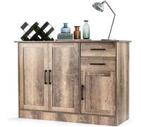 GOPLUS Buffet de Cuisine à 3 Portes avec 2 Tiroirs-Meuble de Rangement avec 1 Étagère Réglable-Style Moderne-110x40x70CM Vintage