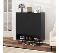 GOPLUS Buffet Entrée Couloir, Armoire de Rangement Commode Cuisine avec Étagère Réglable à 5 Niveaux, Compartiment Ouvert, Armoire à Chaussures Moderne pour Salon, Chambre,75 x 35 x 95 CM (Noir)