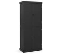 GOPLUS Buffet Salle a Manger Haute, 76 x 40 x 184,5 CM, Vaisselier Cuisine avec 4 Portes et 6 Étagères Réglables, Armoire de Garde-Manger Antidérapant, Meuble Armoire de Salle de Bain Chambre (Noir)