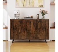 GOPLUS Buffet Scandinave avec Grand Plateau Supérieur et 2 Placards, Buffet Bas 2 Étagères Réglables, Meuble Entrée Couloir avec 5 Pieds, pour Vaisselle, Chaussures 127,5 x 38 x 79,5 cm (Industriel)