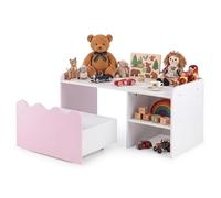 GOPLUS Bureau Enfant avec Coffre Mobile, Plateau Spacieux, Couvercle Relevable (Rose)