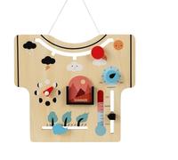 GOPLUS Busy Board Montessori, Panneau d'Activités de Météo, Planche d'apprentissage de Saisons, Horloge des Phases Lunaires, Température, Jouet Montessori Sensoriel pour 3+ Ans