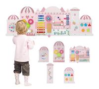 GOPLUS Busy Board Montessori, Planche Murale d'Activité Château,11 en 1 Tableau Montessori d'Activité pour l'Éducation Précoce, Jouet Sensoriel en Bois pour Enfant 3+ Ans