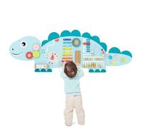 GOPLUS Busy Board Montessori, Planche Murale d'Activité Dinosaure,11 en 1 Tableau Montessori d'Activité pour l'Éducation Précoce, Jouet Sensoriel en Bois pour Developpr Motricité (Bleu)