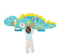 GOPLUS Busy Board Montessori, Planche Murale d'Activité Dinosaure,11 en 1 Tableau Montessori d'Activité pour l'Éducation Précoce, Jouet Sensoriel en Bois pour Developpr Motricité (Vert)