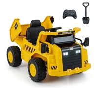 GOPLUS Camion Electrique Caterpillar 12 V pour Enfants 3-6Ans Charge 30KG-Télécommande 2,4 G/Musique/MP3/USB/Pelle Jaune
