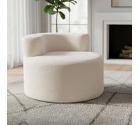 GOPLUS Canapé Compressé Forme Lune, Canapé 1 Place,Fauteuil avec Peluche Teddy Douce&Dossier Incurvé, Rond pour Salon, Chambre,Charge 200KG, Aucune Assemblage, 80 x 80 x 59 cm (Blanc)