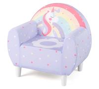 GOPLUS Canapé Enfant Licorne, Fauteuil Enfant Confortable en Tissu Respirant et Mousse Haute Densité, Chaise de Lecture Rembourrée pour Garçons Filles 3+ Ans, Charge 50 kg (Violet)