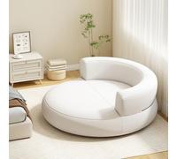 GOPLUS Canapé Gonflable Rond, Canapé -Lit Convertible Pneumatique avec Dossier, avec Housse Amovible & Base Antidérapante, Charge 220KG (160x164x61 CM|Rond,Blanc)