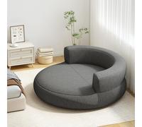 GOPLUS Canapé Gonflable Rond, Canapé -Lit Convertible Pneumatique avec Dossier, avec Housse Amovible & Base Antidérapante, Charge 220KG (160x164x61 CM|Rond,Gris)