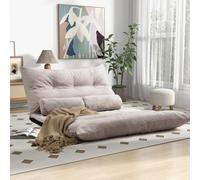 GOPLUS Canapé Lit Pliable 3 en 1, Fauteuil de Sol Convertible 2 Places 180 x110 cm, Dossier Réglable sur 42 Positions, 2 Coussins Lombaires, Gain de Place pour Salon, Chambre