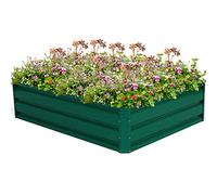 GOPLUS Carre Potager de Jardin 120 x 90 x 30 CM, Jardinieres Exterieur Métallique avec Fond Ouvert en Plein Air, Haut pour Légumes, Fleurs, Fruits, Herbes, pour Patio, Jardin, Serre, Gris Foncé