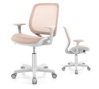 GOPLUS Chaise Bureau Enfant d'Étude Ergonomique avec Coussin en Éponge, Frein d'Assise, Pivotante Hauteur de 43-55 CM, Fauteuil Rose pour Fille Gaçon 6 à 15 Ans, Montage Facile