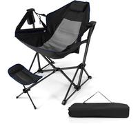 GOPLUS Chaise de Camping Pliable Inclinable avec Repose-Pieds Rétractable Portable avec Sac de Transport Charge 150 KG Noir