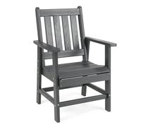 GOPLUS Chaise de Salle à Manger de Jardin, Fauteuil Jardin Exterieuren HDPE avec Design à Lattes, Effet Bois, Dossier Inclinable, pour Balcon Charge 150 kg (61,5 x 61 x 95 cm,Gris,1)