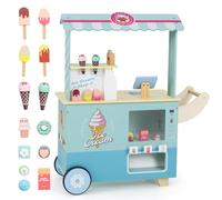 GOPLUS Chariot à Glaces pour Enfant, Jouet à Crème Glacée Enfant avec Roues, Accessoires, Caisse, Distributeur Automatique, Jeu d'Imitation pour Garçons Filles 3+ Ans (Vert)
