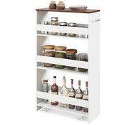 GOPLUS Chariot à roulettes de Cuisine à 4 Niveaux, 47 x 13 x 80 CM, Chariot de Rangement avec 4 roulettes Silencieuses, Poignée Latérale, Plaques de Protection (Blanc, 20CM(P)|sans Prise)