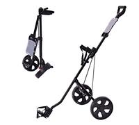 GOPLUS Chariot de Golf à 2 roulettes, Chariot de Golf Pliable avec Poignée Ergonomique, Sangles de Sac Ajustables et 2 roulettes, Facile à Pousser et à Tirer, 67 x 142 x 112CM (Noir)