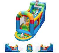 GOPLUS Château Gonflable Clown avec Toboggan, Mur d'escalade & Piscine à Balles, Extérieur avec Balles & Sac de Transport, Grande Aire de Jeux pour Enfants 3+ Ans,Charge 90KG (Clown)