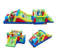GOPLUS Château Gonflable Enfant XXL 2 Toboggans, Tunnels, Zone de Saut, Mur d’Escalade, Aire de Jeux Gonflable Extérieur pour 4 Enfants 3-10 Ans Charge 180KG, sans Souffleur (XXL sans Souffleur)