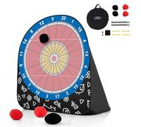 GOPLUS Cible de But Géante Gonfable Extérieur, Jeu de Cible Flechette Gonflable Pliable avec 4 Balles, Sac,Tableau de Score, Jeu de Frappe et de Lancer Autoportant, pour Enfant 6 Ans+ (Noir)
