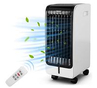 GOPLUS Climatiseur d’Air Mobile 4 en 1 Fonction de Réfrigération, Rafraîchisseur Humidification, Purification, Réservoir 6L, 75W, 3 Vitesses, Minuterie 8H, Oscillation, Contrôle Télécommande/Écran