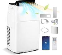 GOPLUS Climatiseur Mobile 12000BTU 3,5kW 5 en 1 de Refroidissement, Chauffage, Déshumidification, Ventilation, Mode Nuit, Minuterie 24H, Contrôle Wifi/Télécommande/Écran, 25㎡, R290
