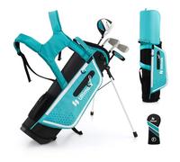GOPLUS Clubs de Golf pour Enfants, Fairway #3 205CC, Fers #7, Fer #S et Putter, Sac Trépied avec Capuche Anti-Pluie, pour Garçons et Filles âgés de 5-7/8-10/11-13 Ans(Bleu,5-7 Ans)