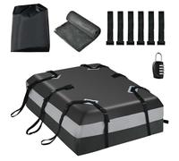GOPLUS Coffre de Toit Voiture 425L Imperméable, avec Tapis Antidérapant & Serrure Combinée, Sac de Toit, Adapté à Tous Les Véhicules avec/sans Galerie de Toit (Gris)