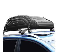 GOPLUS Coffre de Toit Voiture Pliable, 4 Cordons d’Attachement, Sac de Toit Voiture Utilisable avec ou sans Barre de Toit, Surface Imperméable, Charge 60KG, Sac de Transport, Sangle de Sécurité Dedans