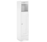 GOPLUS Colonne Salle de Bain Etroit avec Porte, 18 x 20 x 80CM, Rangement Salle de Bain pour Papier Toilette avec Étagère Réglable & Compartiment Ouvert, Organisateur de Rangement pour Entrée et Salon