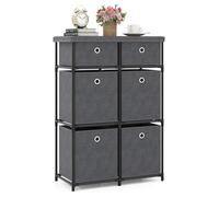 GOPLUS Commode avec 6/9 Tiroirs Pliables, Tour de Rangement avec Bacs en Tissu à Tirer Facilement & Cadre en Métal, pour Chambre à Coucher, Entrée, Salon (6 Tiroirs,Gris)