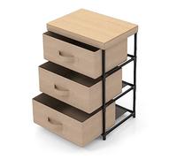 GOPLUS Commode de Rangement 3 Tiroirs, Meuble de Rangement avec Tiroirs en Tissu, Cadre Métallique Robuste, avec Tiroirs Amovibles et Pliables, pour Chambre, Salon, Entrée, Café