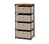 GOPLUS Commode de Rangement 4 Tiroirs, Meuble de Rangement avec Tiroirs en Tissu, Cadre Métallique Robuste, avec Tiroirs Amovibles et Pliables, pour Chambre, Salon, Entrée, Café