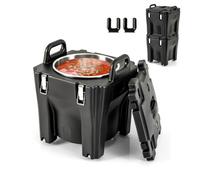 GOPLUS Conteneur Isotherme 30 L, Récipient à Soupe, Boîte Chaude de Restauration, Chauffe-plats Empilable, Corps en Acier Inoxydable de Qualité Alimentaire, 4 Roues, pour Restaurant, Camping, Hôtel