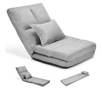 GOPLUS Coussin de Sol Réglable en 5 Positions, Chaise Japonaise Pliable, Canapé Convertible 1 Place, Chaise Paresseux pour Salon, Bureau,176x61x18CM(Gris)