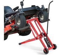 GOPLUS Cric Lève Tracteur de Tondeuse Pliable avec 2 Roues-3 Hauteurs Réglables 0-61cm Charge 227 kg pour Tondeuse/VTT