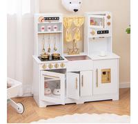 GOPLUS Cuisine Enfant avec Appareils complets, Ustensiles, Sons et Lumières Réels, Accessoires, Cadeau pour Enfants de 3 Ans+
