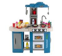 GOPLUS Cuisine Enfant en PP avec 38 Accessoires, Jouet de Cuisine Imaginaire avec Sons et Lumières Réalistes, Cuisinière avec Vaporisation et Vapeur, Idéal pour Garçons Filles 3+ Ans (Bleu)