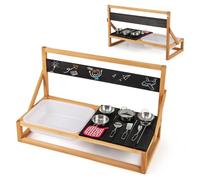 GOPLUS Cuisine Extérieur Enfant, Cuisine de Jeu en Bois de Sapin pour Petit Chef 3+ Ans, avec Évier, Tableau, Chiffon, 7 Accessoires en Acier INOX, Cuisine Murale/sur Table avec Crochets