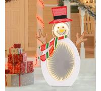 GOPLUS Decoration Noel Exterieur Lumineuse, Bonhomme de Neige Lumineuse Bonhomme Pré-Éclairé 42 x 30 x 64 cm avec Chapeau et Écharpe pour Porche, Entrée, Table, Fête