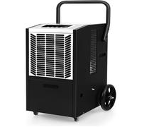 GOPLUS Déshumidificateur d'Air Mobile Professionnel 66 L pour 418 M²-Minuterie 24 H-Pompe/Tuyau pour Sous-Sol/Entrepôt Blanc